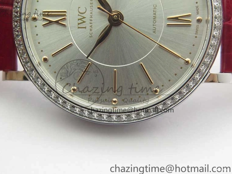 MIROTIME 0215 Portofino Automatic 37 SS M+F 1:1 Best Edition Silver Dial RG Markers on Red Crocodile Strap A Reliable 7154